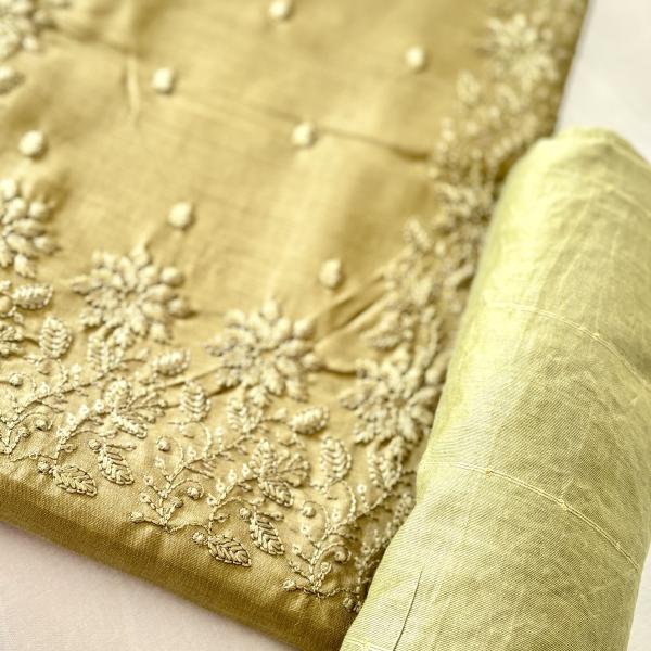 Unstitched churidar silk material