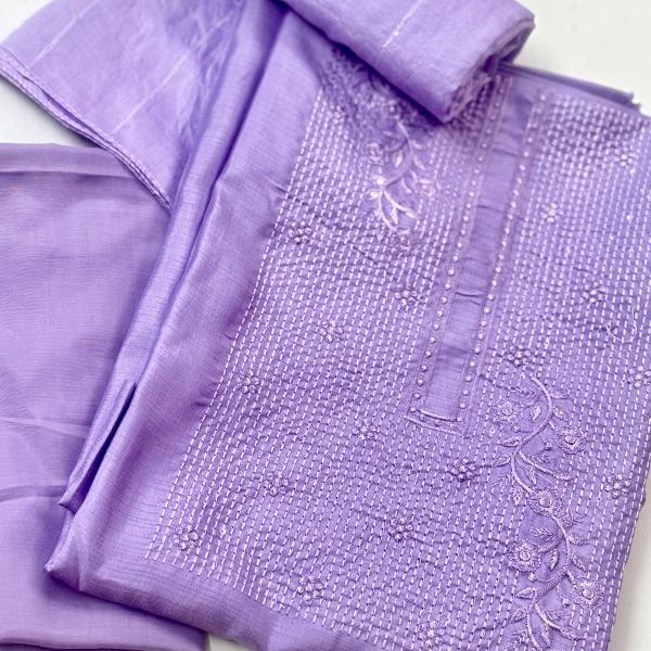 Unstitched churidar silk material