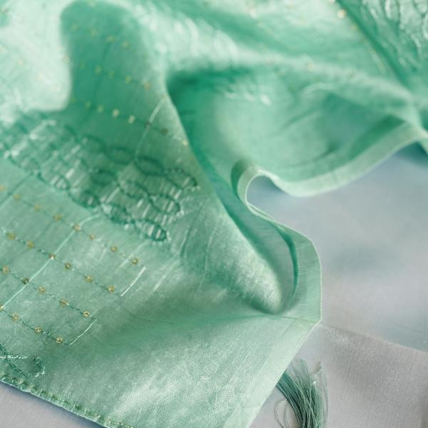 Thread embroidered duppatta with sequins