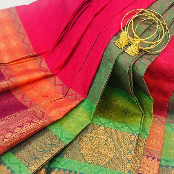 Pure Soft Silk saree with Rich borders and attached blouse piece