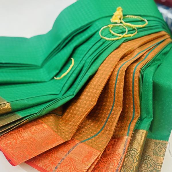Pure Soft Silk saree with Rich borders and attached blouse piece